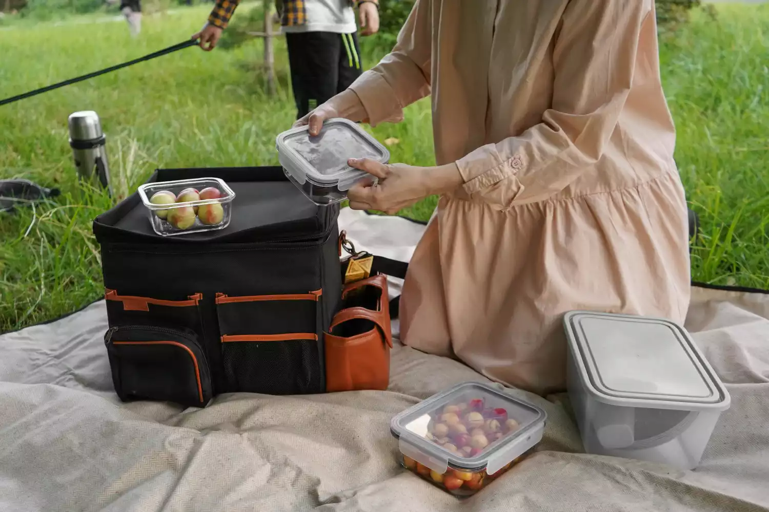 gray picnic blanket